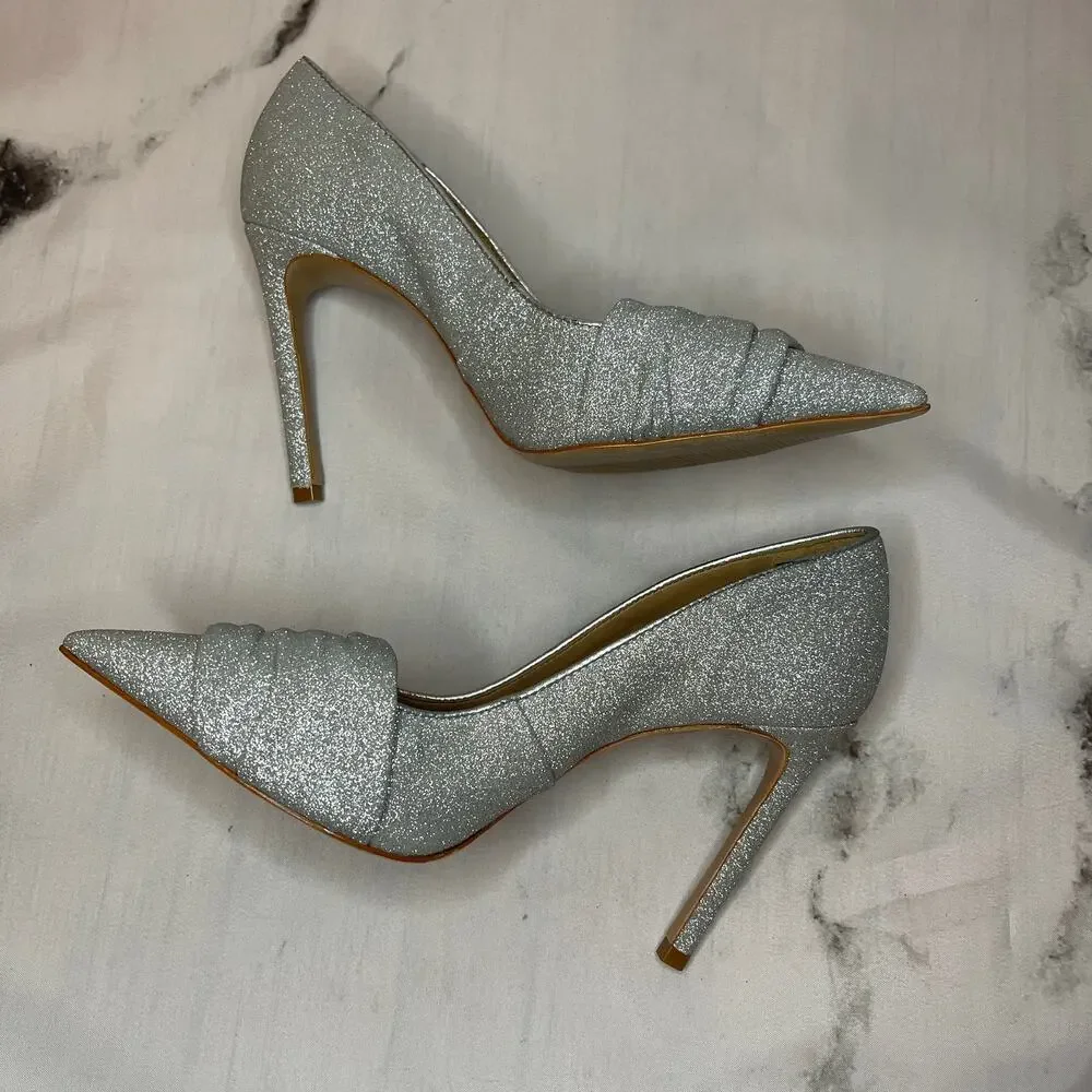 Schutz Silver Pointed Toe Pump Size 6.5 NWOB